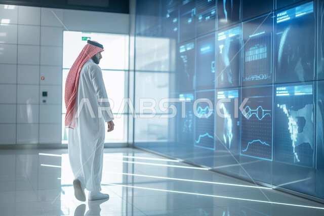 Securing sensitive information and protecting it from attacks, communication lines and computer programming, the concept of cyber security and information preservation, 3D holographic screen background for security lock, algorithms and luminous symbols of modern technology and technology