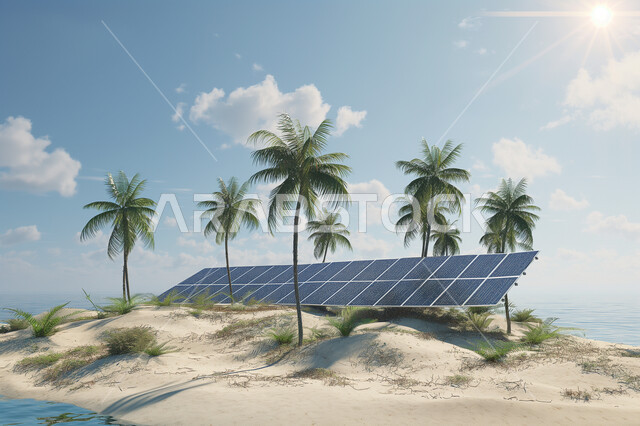 محطات الطاقات الشمسية المتجددة على شاطئ البحر, انتاج الطاقة البديلة الصديقة للبيئة في السعودية, صورة مقربة لألواح الطاقة الكهروضوئية، مفهوم التنمية المستدامة 