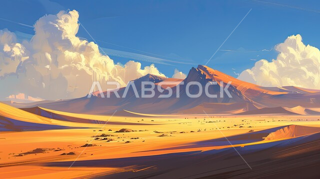 التضاريس و المرتفعات والقمم الجبلية في البراري، مناطق البادية والبيئة الطبيعية الصحراوية، التكوينات والتشكلات الرملية في صحراء المملكة العربية السعودية، الهضاب و التلال من الرمال الناعمة الذهبية، خلفية الطبيعة