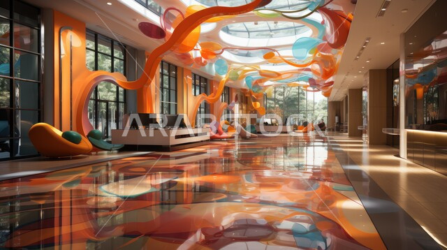 Office furniture in different and harmonious colors, study tables and desks with modern decorations and designs, modern and sophisticated design, cultural places, halls and wooden classrooms in the Kingdom of Saudi Arabia.