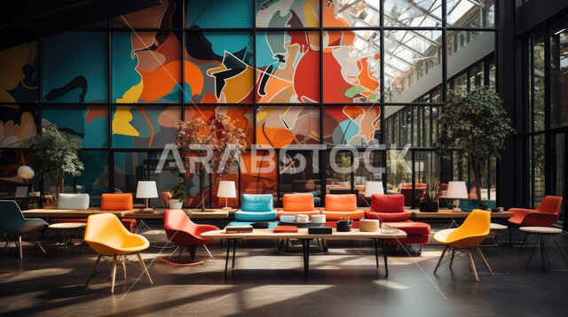 طاولات ومكاتب دراسية بديكورات وتصاميم عصرية، أماكن ثقافية وقاعات وفصول خشب في المملكة العربية السعودية, أثاث مكتبي بلون مختلف ومتناغم،  تصميم حديث وراقي