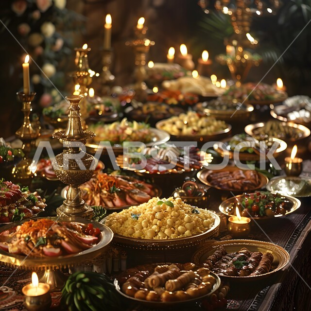 وجبة الفطور ذات الأطباق المتنوعة والمغذية، وصفات ذات نكهات مميزة، الأصناف والمقبلات اللذيذة، سفرة من المأكولات الشعبية التقليدية الشهية، فن تقديم الطعام في المطابخ الشرقية، تقديم الأطعمة المختلفة في مطاعم المملكة العربية السعودية