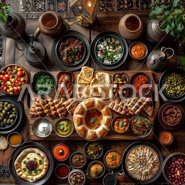 وصفات ذات نكهات مميزة، الأصناف والمقبلات اللذيذة، سفرة من المأكولات الشعبية التقليدية الشهية، وجبة الفطور ذات الأطباق المتنوعة والمغذية، تقديم الأطعمة المختلفة في مطاعم المملكة العربية السعودية، فن تقديم الطعام في المطابخ الشرقية