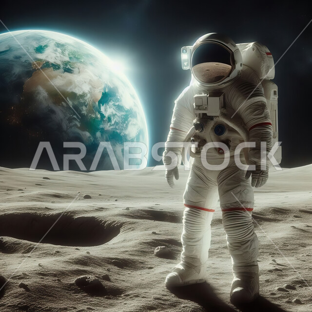 رحلات فضائية إلى القمر، المجرات والكواكب وعلم الفلك، صورة مقربة لرائد فضاء على سطح الكوكب، رحلات فضائية إلى القمر، فنون الخيال العلمي، تكنولوجيا المستقبل والتطور الرقمي، الذكاء الإصطناعي والتقنية الحديثة، طبقات الجو العليا