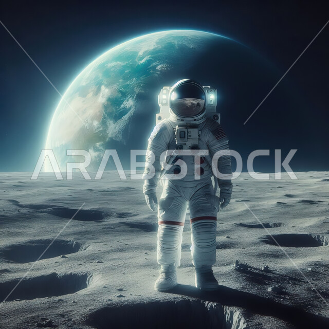 رحلات فضائية إلى القمر، المجرات والكواكب وعلم الفلك، صورة مقربة لرائد فضاء على سطح الكوكب، رحلات فضائية إلى القمر، فنون الخيال العلمي، تكنولوجيا المستقبل والتطور الرقمي، الذكاء الإصطناعي والتقنية الحديثة، طبقات الجو العليا