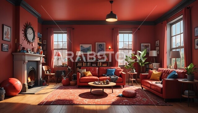 شقق وفلل سكنية راقية, جودة التصاميم العصرية في المملكة العربية السعودية, الديكورات والاثاث المنزلي الراقي على الطراز الحديث, الألوان الجريئة المتميزة لغرف المعيشة, مفهوم الأناقة والترتيب