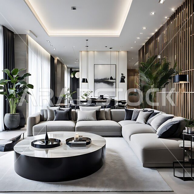 اكسسوارات وتحف عصرية، التصاميم الداخلية لغرف الجلوس المريحة على الطراز الحديث، غرفة معيشة بألوان متميزة مع أثاث منزلي فاخر، الديكورات الداخلية الراقية للفلل والشقق السكنية في المملكة العربية السعودية