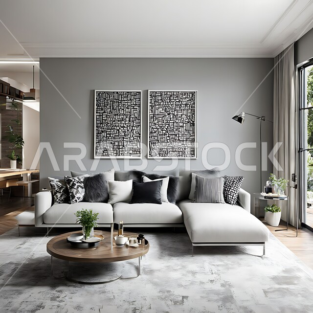 التصاميم الفنية الحديثة والمتطورة لبناء المنشآت السكنية, شقق وفلل سياحية في المملكة العربية السعودية, الاثاث المنزلي الراقي لغرف المعيشة, الديكورات الدخلية العصرية بالألوان الهادئة