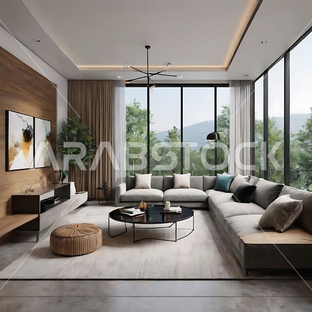 الاستمتاع بالاطلالة المتميزة لغرفة المعيشة, الديكورات الداخلية للفنادق الفاخرة في المملكة العربية السعودية, الفن الهندسي المعماري للفلل والمنازل الراقية، التصميم المتطور للمنشآت والمباني العصرية الحديثة