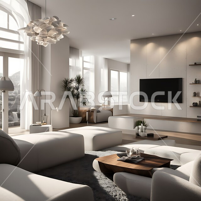 التصاميم الفنية الحديثة والمتطورة لبناء المنشآت السكنية, شقق وفلل سياحية في المملكة العربية السعودية, الاثاث المنزلي الراقي لغرف المعيشة, الديكورات الدخلية العصرية بالألوان الهادئة