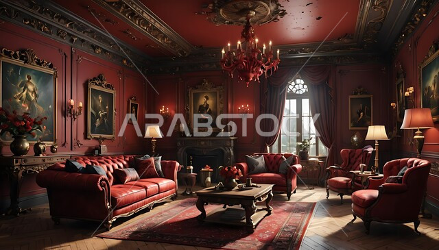 الديكورات الداخلية للفنادق الفاخرة في المملكة العربية السعودية, الفن الهندسي المعماري للفلل والمنازل الراقية، التصميم المتطور للمنشآت والمباني العصرية الحديثة باللون الأحمر, الاهتمام بالاكسسوارات في غرفة معيشة