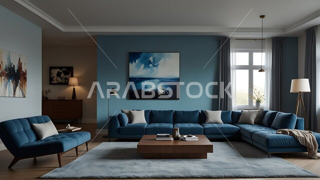 الأناقة والترتيب واختيار الألوان الراقية, مفهوم الراحة والاسترخاء, الديكورات الداخلية الراقية للفلل والشقق السكنية في المملكة العربية السعودية, اكسسوارات وتحف عصرية، التصاميم الداخلية لغرف الجلوس المريحة على الطراز الحديث، غرفة معيشة مع أثاث منزلي فاخر