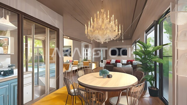 الطراز الفني الراقي في الأثاث المنزلي، مطبخ بديكورات داخلية عصرية فاخرة بألوان هادئة ومريحة، فنون الهندسة المعمارية المتميزة الحديثة، شقق وفلل سكنية في المملكة العربية السعودية, الاهتمام بنباتات الزينة المنزلية