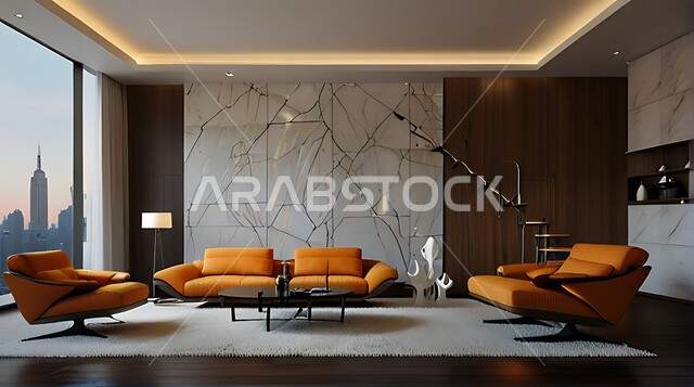 الاطلالة المتميزة عبر النوافذ الزجاجية في الشقق والفلل السكنية, الاثاث المنزلي الراقي, مفهوم الترتيب والأناقة المنزلية, التصاميم العصرية على الطراز الحديث بألوان هادئة ومريحة, الهندسة المعمارية الفنية المتطورة لغرف المعيشة الفاخرة