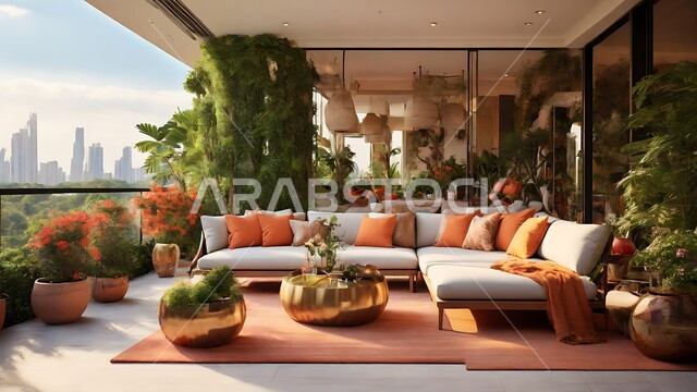 مفهوم الأناقة والترتيب والفن الهندسي الراقي, التصاميم المعمارية على الطراز الحديث, الديكورات الداخلية المتطورة بألوان هادئة للشقق والفلل السياحية في المملكة العربية السعودية, الاهتمام بنباتات الزينة المنزلية