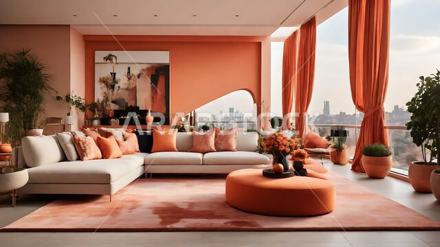 مفهوم الأناقة والترتيب والفن الهندسي الراقي, التصاميم المعمارية على الطراز الحديث, الديكورات الداخلية المتطورة بألوان هادئة للشقق والفلل السياحية في المملكة العربية السعودية, الاهتمام بنباتات الزينة المنزلية