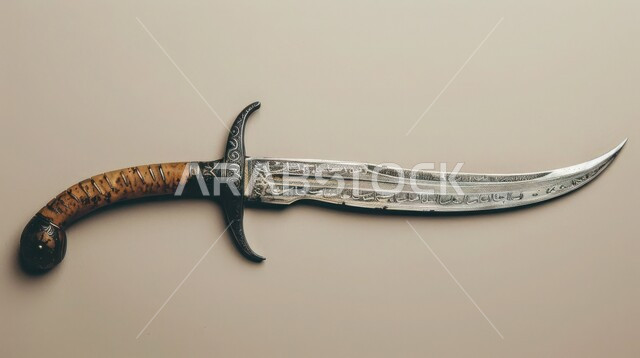 التراث والأصالة والعراقة, قطع الأنتيكا الشعبية الخليجية, التحف الأثرية الأصيلة في المملكة العربية السعودية, صناعات يدويه وحرف مميزة للأسلحة القديمة, صورة مقربة لخنجر مزخرف مصنوع على الطراز الشعبي التقليدي القديم