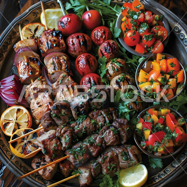  مائدة مزينة بمجموعة من الكباب المشوي اللذيذ، المطاعم في المملكة العربية السعودية، مأكولات وأطباق عربية تقليدية, وجبات غذائية غنية بالبروتين, وصفات الطعام الصحية الشهية, فنون تقديم الأطعمة الشرقية اللذيذة, سفرة مليئة بأنواع اللحوم المشوية