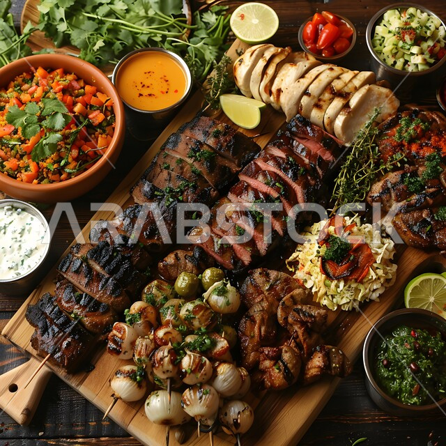  مائدة مزينة بمجموعة من الكباب المشوي اللذيذ، المطاعم في المملكة العربية السعودية، مأكولات وأطباق عربية تقليدية, وجبات غذائية غنية بالبروتين, وصفات الطعام الصحية الشهية, فنون تقديم الأطعمة الشرقية اللذيذة, سفرة مليئة بأنواع اللحوم المشوية