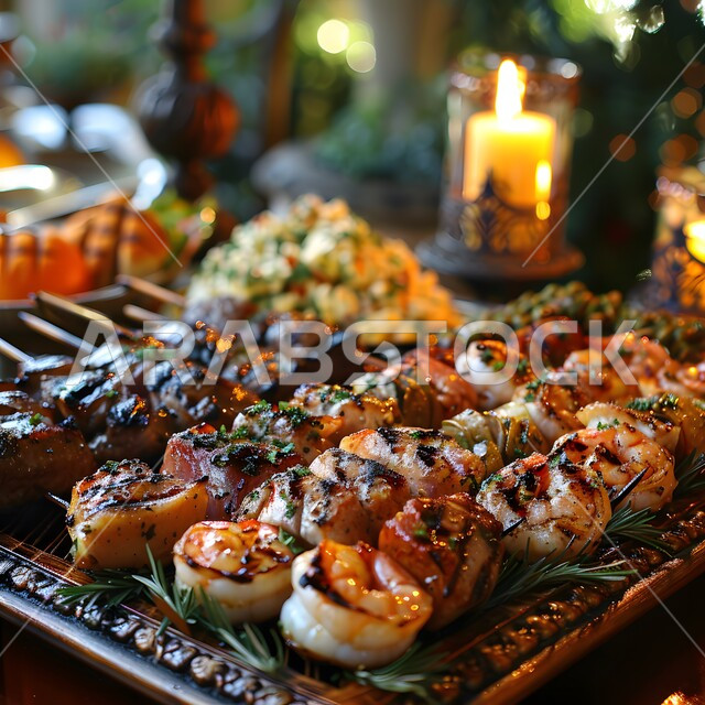  مائدة مزينة بمجموعة من الكباب المشوي اللذيذ، المطاعم في المملكة العربية السعودية، مأكولات وأطباق عربية تقليدية, وجبات غذائية غنية بالبروتين, وصفات الطعام الصحية الشهية, فنون تقديم الأطعمة الشرقية اللذيذة, سفرة مليئة بأنواع اللحوم المشوية
