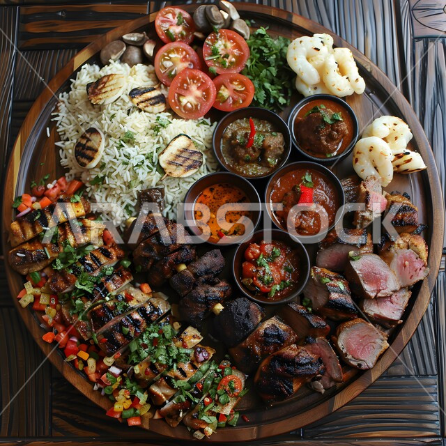  سفرة مليئة بأنواع اللحوم المشوية، مائدة مزينة بمجموعة من الكباب المشوي اللذيذ، المطاعم في المملكة العربية السعودية، مأكولات وأطباق عربية تقليدية, وجبات غذائية غنية بالبروتين, وصفات الطعام الصحية الشهية, فنون تقديم الأطعمة الشرقية اللذيذة