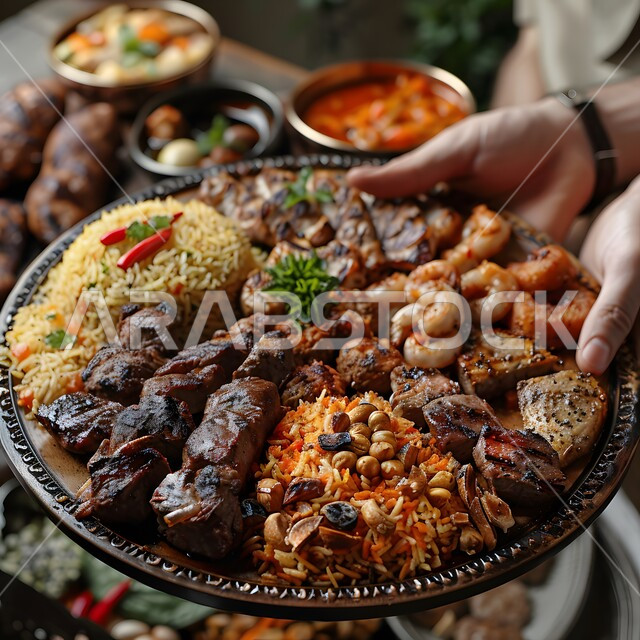  سفرة مليئة بأنواع اللحوم المشوية، مائدة مزينة بمجموعة من الكباب المشوي اللذيذ، المطاعم في المملكة العربية السعودية، مأكولات وأطباق عربية تقليدية, وجبات غذائية غنية بالبروتين, وصفات الطعام الصحية الشهية, فنون تقديم الأطعمة الشرقية اللذيذة