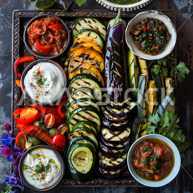 المأكولات العربية الشرقية ، وصفات للأكلات المشوية بنكهات سعودية متنوعة، الأطعمة والأغذية الصحية اللذيذة, وجبات الحميات الغذائية المفيدة، مجموعة من الخضراوات الطازجة المشوية
