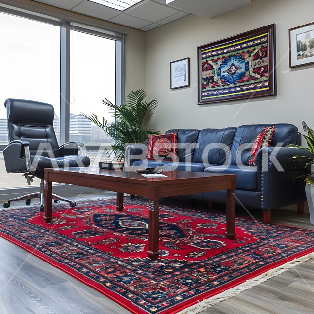 اكسسوارات وتحف عصرية، الديكورات الداخلية الراقية للفلل والشقق السكنية في المملكة العربية السعودية, التصاميم الداخلية لغرف الجلوس المريحة على الطراز الحديث، غرفة معيشة باللون الأزرق مع أثاث منزلي فاخر