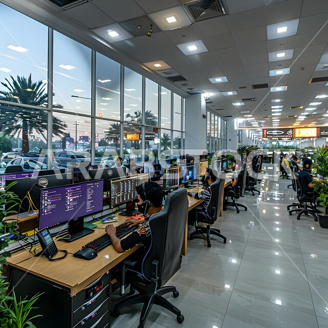 غرفة الأعمال الواسعة المجهزة بالمعدات والادوات، تصميم عصري حديث لمكاتب الشركات في المملكة العربية السعودية، غرف مكتبية بتصاميم داخلية وديكورات راقية، مجسمات وتصاميم لمكتب عمل حديث متطور