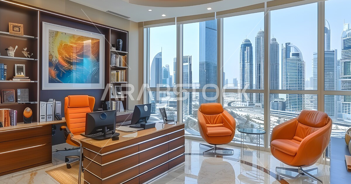 Reading and sitting room, office desk with large glass front, advanced ...