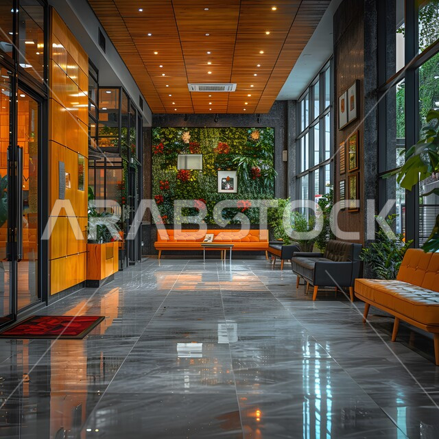 الديكورات والتصاميم الداخلية للفنادق والمنتجعات الفاخرة في المملكة العربية السعودية، التصميم الراقي لردهة ومدخل الاستقبال في الشركة، لوبي اوتيل بديزاينات عصرية حديثه، الإضاءة والأنوار المتميزة