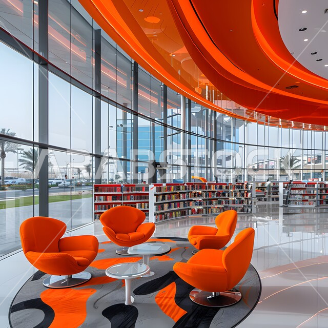 تجهيزات حديثة وأثاث أنيق ومريح، صالة الانتظار في إحدى الشركات, تصاميم عصرية لمكاتب السعودية، واجهات زجاجية ضخمة في مكاتب العمل، تصاميم داخلية وديكورات راقية على الطراز الحديث