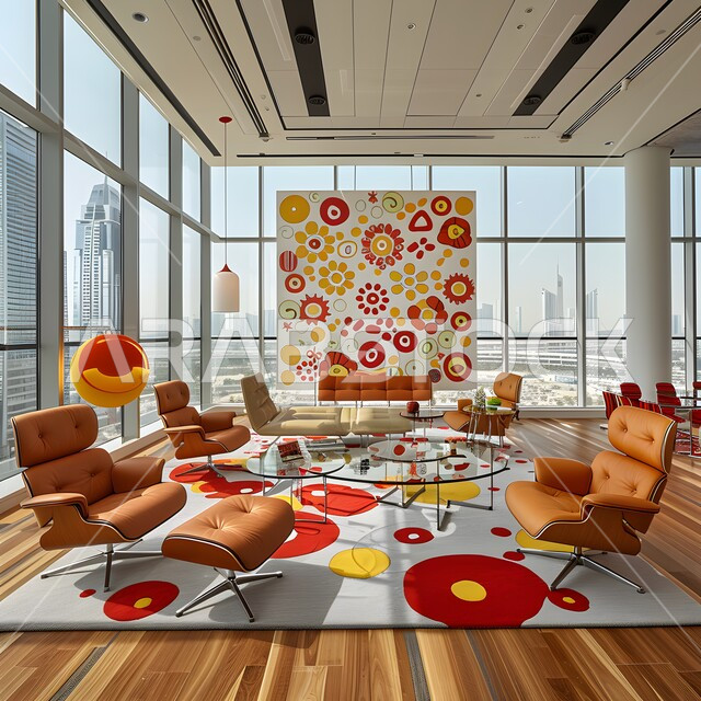 تجهيزات حديثة وأثاث أنيق ومريح، صالة الانتظار في إحدى الشركات, تصاميم عصرية لمكاتب السعودية، واجهات زجاجية ضخمة في مكاتب العمل، تصاميم داخلية وديكورات راقية على الطراز الحديث