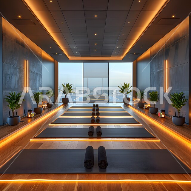  جيم راقي مجهز بمعدات وأثقال الرياضات العديدة، تمارين رفع الأثقال في صالة الحديد، اماكن للحفاظ على الصحة واللياقة البدنية، النوادي الرياضية في المملكة العربية السعودية، القاعه الداخلية للنادي الرياضي