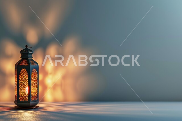 أنوار وإضاءة وزينة شهر الخير، تحف وتصاميم وديكورات هندسية اسلامية، مصباح معدني عربي تقليدي، فانوس رمضان المضيء، اجواء دينية رمضانية