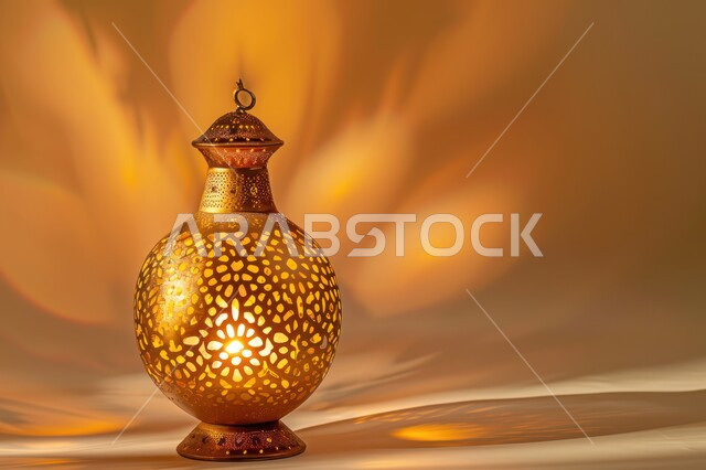 اجواء دينية رمضانية, تحف وتصاميم وديكورات هندسية اسلامية، أنوار وإضاءة وزينة شهر الخير، مصباح معدني عربي تقليدي، فانوس رمضان المضيء