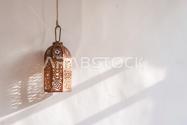 اجواء دينية رمضانية, تحف وتصاميم وديكورات هندسية اسلامية، أنوار وإضاءة وزينة شهر الخير، مصباح معدني عربي تقليدي، فانوس رمضان المضيء