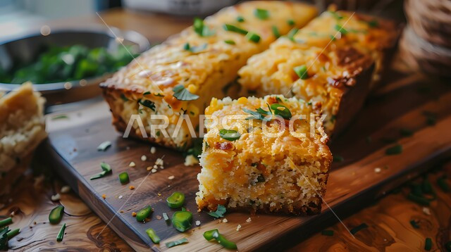  خبز الذرة اللذيذ مع الجبنة المزين بأوراق الكزبرة الخضراء، المأكولات و الأطعمة الشهية، فنون تقديم الطعام في مطاعم المملكة العربية السعودية، أطباق عربية شرقية مشهورة