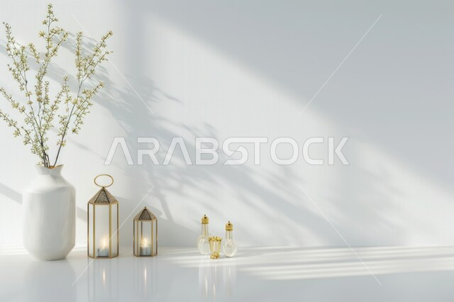 الاحتفال بالمناسبات والأعياد الدينية الاسلامية، الأجواء الروحانية المتميزة، صورة  للفوانيس المعدنية التقليدية المضيئة، زينة وديكورات رمضان المبارك, البهجة بقدوم شهر الخير