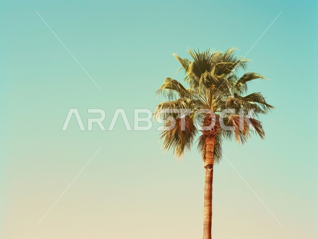 رسوم توضيحية لشجرة النخيل في المملكة العربية السعودية، الاهتمام بالزراعة والمحاصيل الزراعية والمنتجات المحلية الوطنية، الطبيعة الخلابة في الخليج العربي، حقول وأراضي زراعية