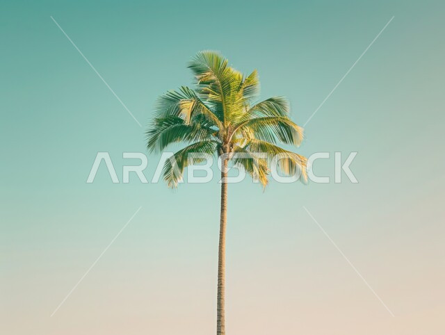 رسوم توضيحية لشجرة النخيل في المملكة العربية السعودية، الاهتمام بالزراعة والمحاصيل الزراعية والمنتجات المحلية الوطنية، الطبيعة الخلابة في الخليج العربي، حقول وأراضي زراعية