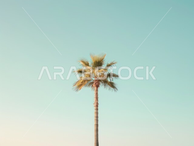 حقول وأراضي زراعية، رسوم توضيحية لشجرة النخيل في المملكة العربية السعودية، الاهتمام بالزراعة والمحاصيل الزراعية والمنتجات المحلية الوطنية، الطبيعة الخلابة في الخليج العربي