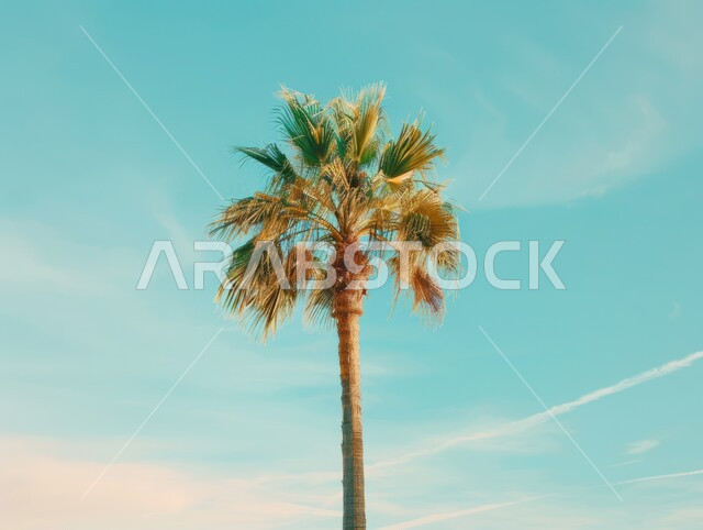 حقول وأراضي زراعية، رسوم توضيحية لشجرة النخيل في المملكة العربية السعودية، الاهتمام بالزراعة والمحاصيل الزراعية والمنتجات المحلية الوطنية، الطبيعة الخلابة في الخليج العربي