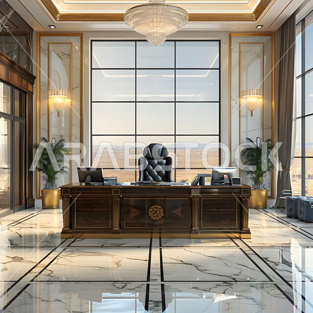 Modern design for Saudi Arabia companies' offices, modern style interior designs and decorations, modern office equipment with elegant and comfortable furniture, huge glass facades in the office