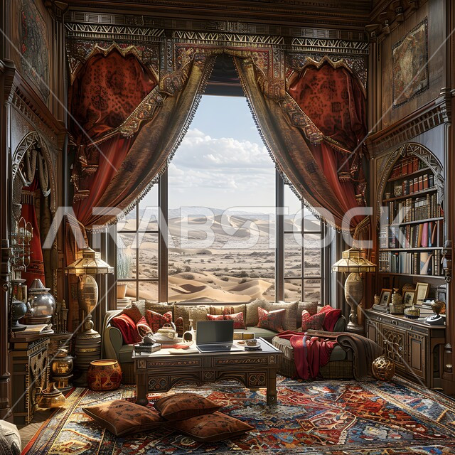 غرف القراءة والجلوس، تصاميم عصرية حديثة لمكاتب الشركات السعودية، غرف مكتبية بتصميم داخلي وديكورات بيضاء راقية، الفن الهندسي المعماري، مكتب عمل بواجهه زجاجية مطلة على الصحراء