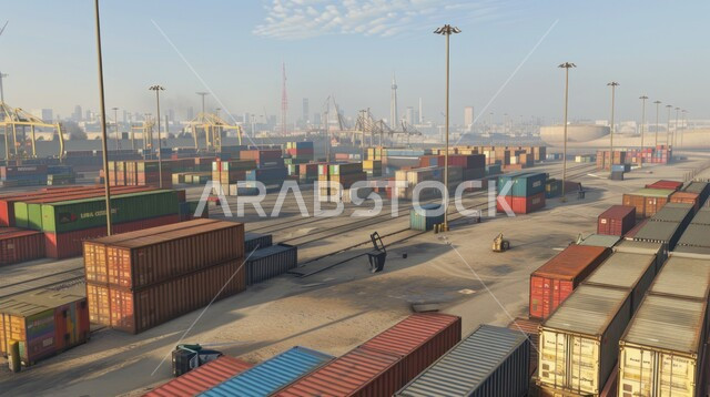 Transport and receipt of storage containers via the maritime economy, export and import of goods in Saudi Arabia through the use of modern advanced means, shipping and storage containers for commercial goods, trade of goods and local products via ships at sea