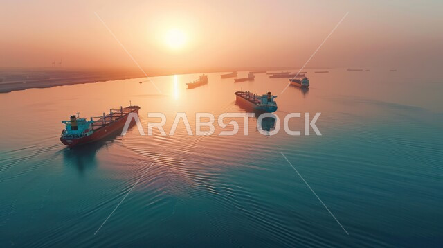 Trading of goods and local products via ships at sea, transporting and receiving storage containers via the maritime economy, exporting and importing goods in Saudi Arabia through the use of modern advanced means, ports for shipping goods and commercial containers