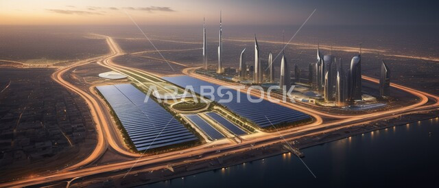 رؤية مستقبلية سعودية 2030، الفن الهندسي المعماري للمباني والمنشآت السكنية والتجارية، التقدم والتوسع العمراني في المملكة العربية السعودية، منظر تخيلي للأبراج وناطحات السحاب, أماكن و معالم سياحية مشهورة