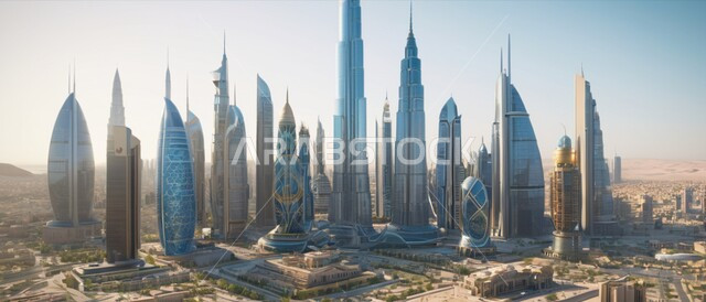 التقدم والتوسع العمراني في المملكة العربية السعودية، منظر تخيلي للأبراج وناطحات السحاب, أماكن و معالم سياحية مشهورة, رؤية مستقبلية سعودية 2030, الفن الهندسي المعماري للمباني والمنشآت السكنية والتجارية
