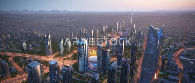 الفن الهندسي المعماري للمباني والمنشآت السكنية والتجارية، التقدم والتوسع العمراني في المملكة العربية السعودية، منظر تخيلي للأبراج وناطحات السحاب, أماكن و معالم سياحية مشهورة, رؤية مستقبلية سعودية 2030